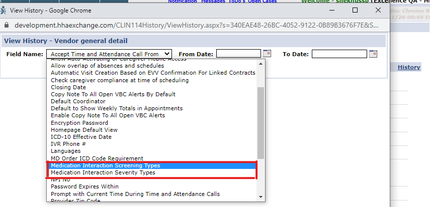 View History: Medication Interactions Severity Types and Screening Types