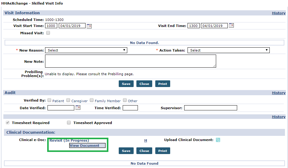 Visit Info Tab – Clinical Documentation