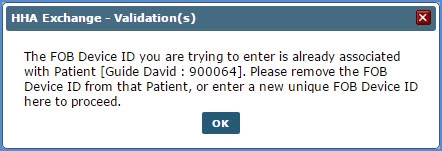 Validation FOB Message already associated with a patient