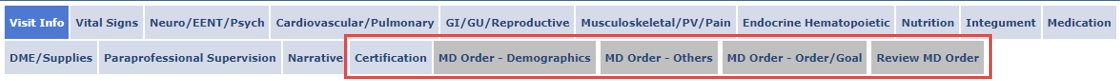 Integrated MD Orders: Newly added eDoc MD Order Tabs