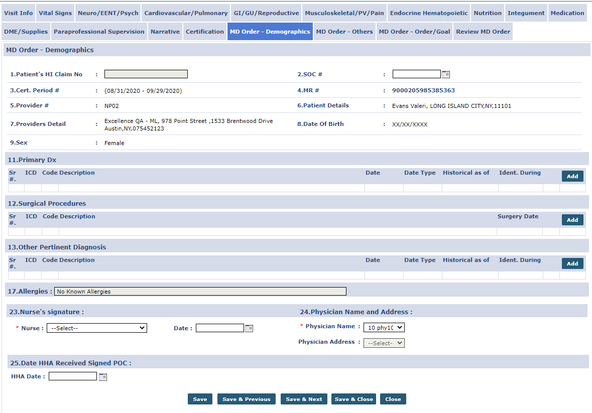 eDocs: MD Order Demographics Tab