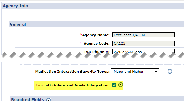 Agency Profile: Turn Off Orders and Goals Integration Checkbox