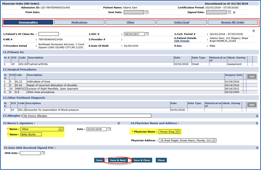 MD Order Section Tabs