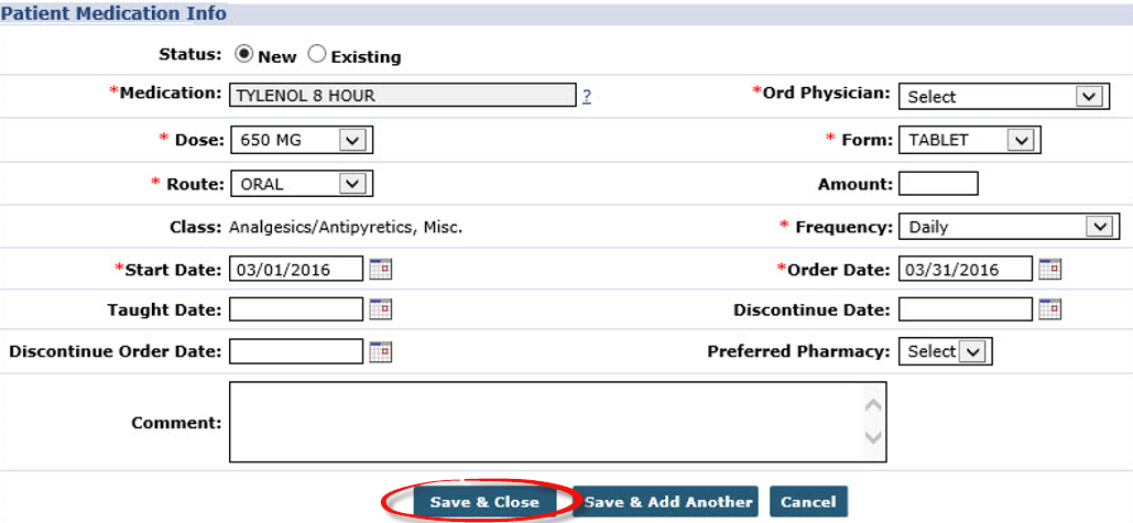 Patient Medication Info: Required Fields Completed