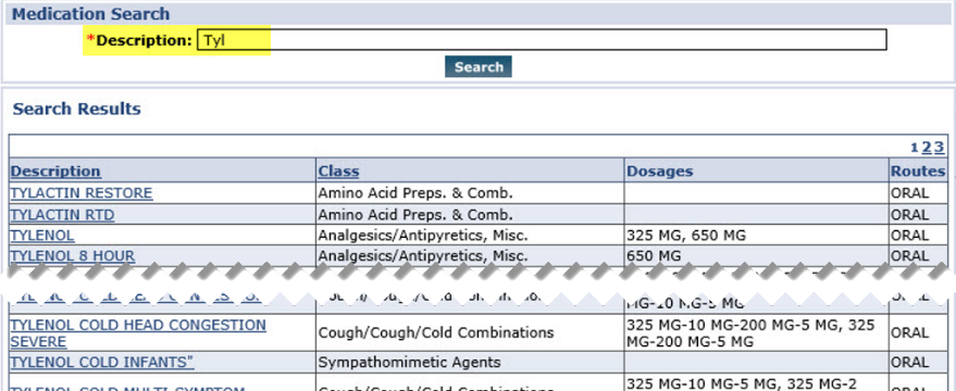 Medication Search Results