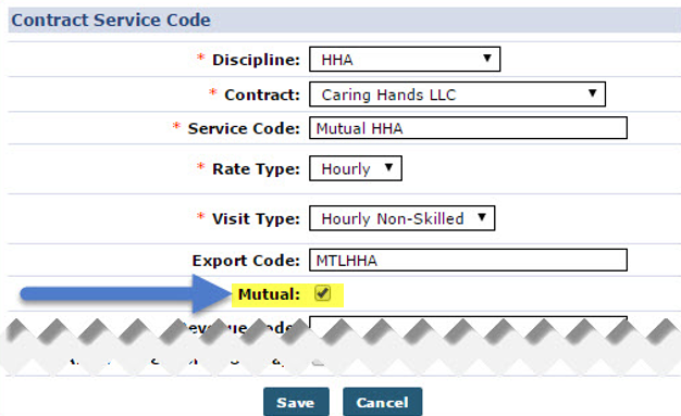 Contract Service Code Window