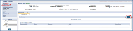 Patient Contracts Page: Add Contract