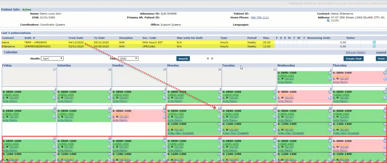 Merged Record: Patient Calendar