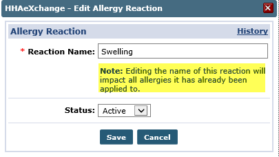 Editing Allergy Reaction Window