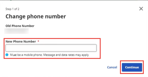 Phone Number Change – Step 1
