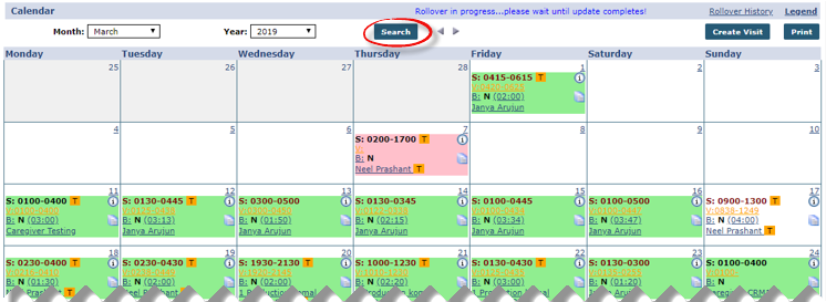 Patient Calendar: Adjusted Visits