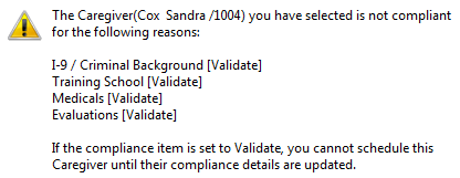 Validation Warning Message