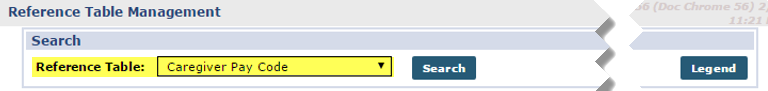 Reference Table: Caregiver Pay Code