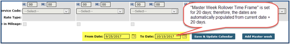 Patient Master Week: Automatic Rollover Date Settings