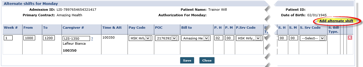 Alternate Shifts Master Week Window