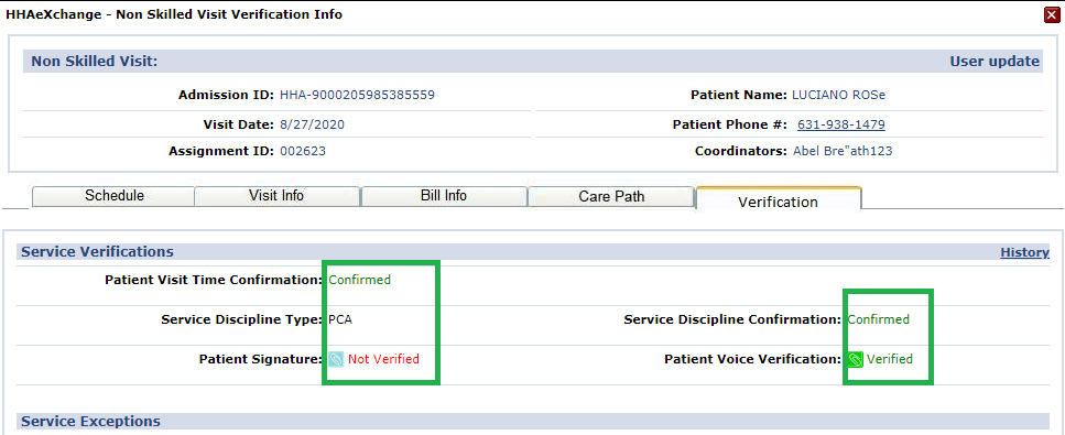 IVR: Verification Information