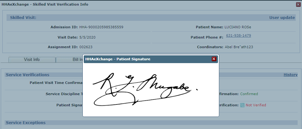 Captured Patient Signature