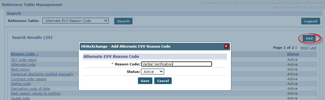 Adding an Alternative EVV Reason Code