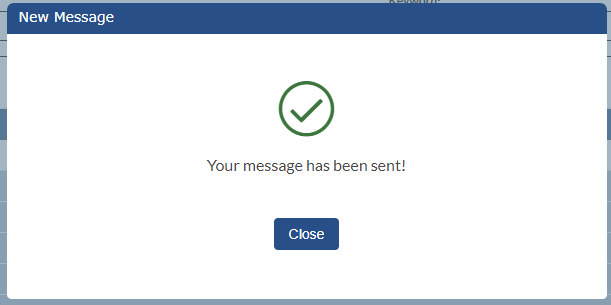 The confirmation window displays that the message successfully sent. The confirmation window displays that the message successfully sent.