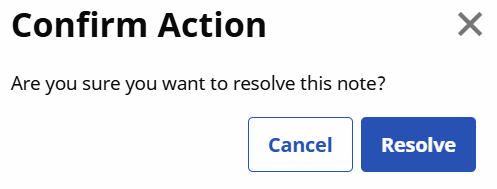 The confirmation window displays the Resolve button at bottom right to resolve an issue. The confirmation window displays the Resolve button at bottom right to resolve an issue.