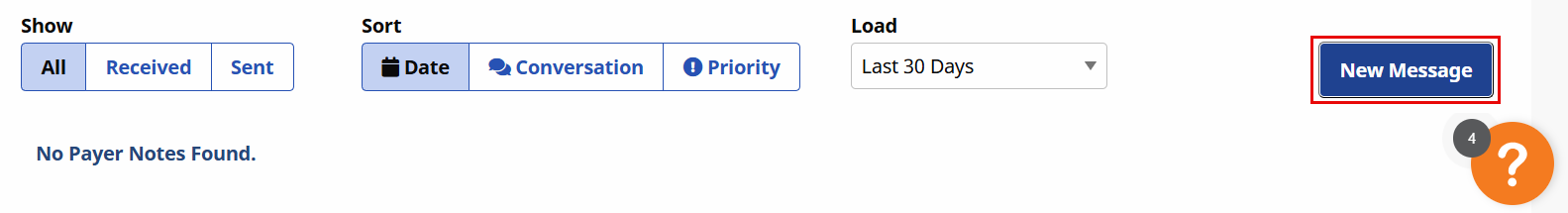 In a New Linked Communication Message, at top right, a New Message button displays to create a new message. In a New Linked Communication Message, at top right, a New Message button displays to create a new message.