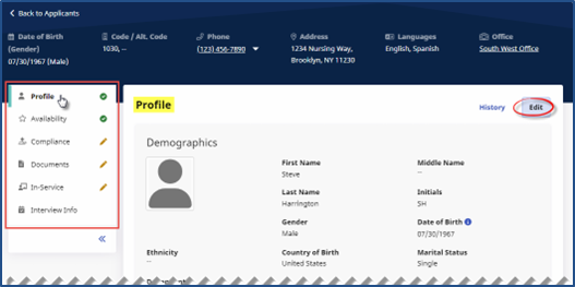 Applicant Profile: Profile Page Applicant Profile: Profile Page