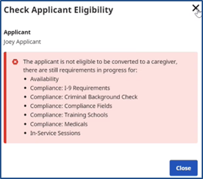 Check Applicant Eligibility Window: In-Progress Requirements Check Applicant Eligibility Window: In-Progress Requirements