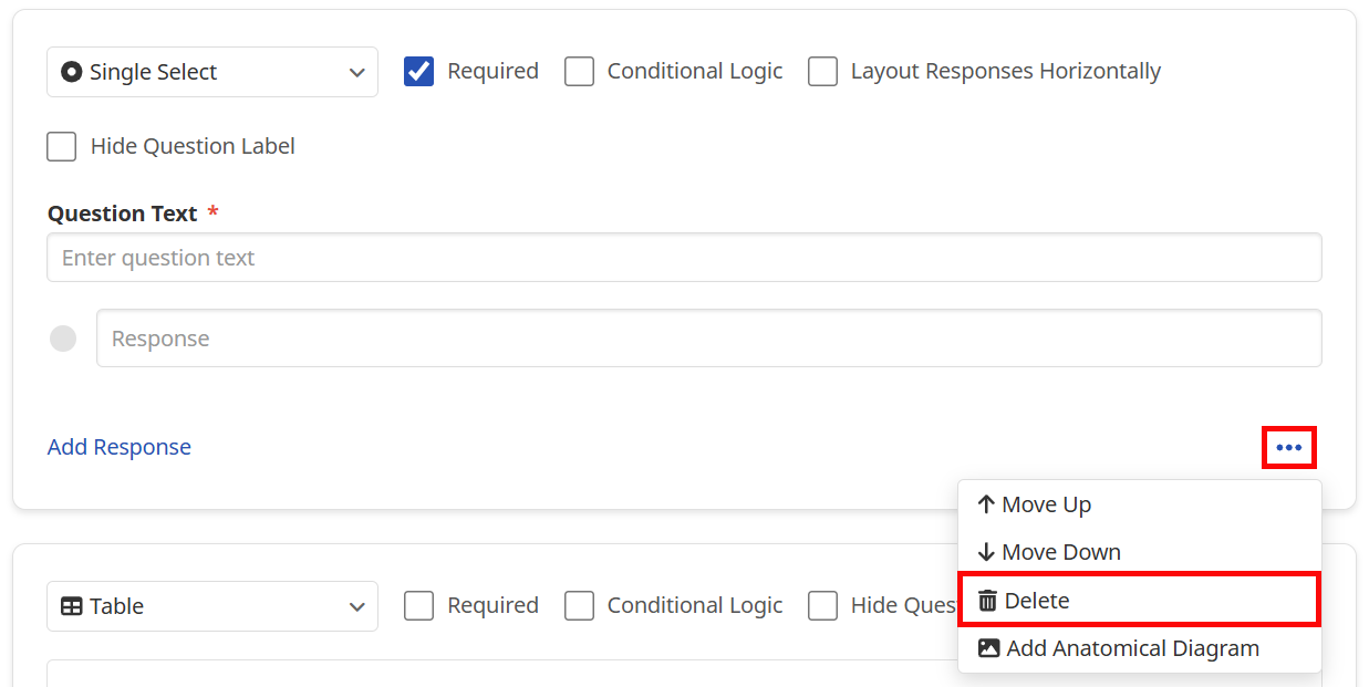 To remove a component, click the Ellipsis Icon and then select Delete. To remove a component, click the Ellipsis Icon and then select Delete.