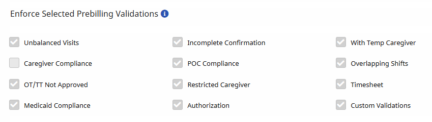 Enforce Selected Validations Enforce Selected Validations