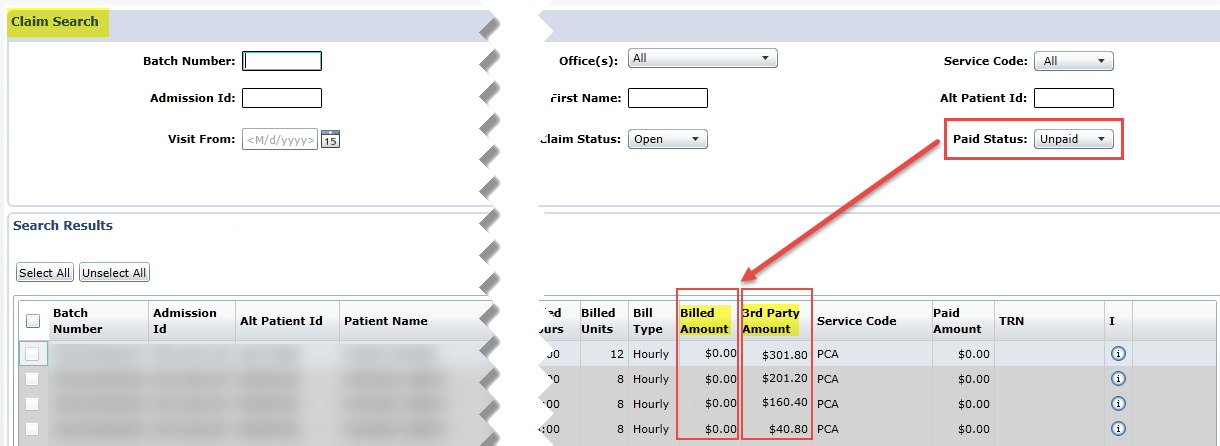 Claim Search - Paid status field Claim Search - Paid status field