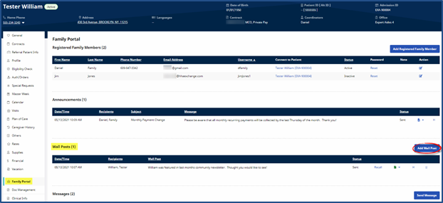 Patient Family Portal Wall Posts Patient Family Portal Wall Posts