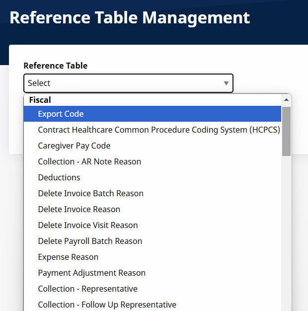 Reference Table Management Reference Table Management