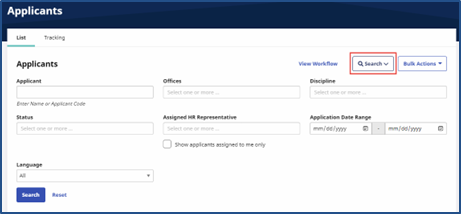 Search Button Dropdown: Applicants Search Fields Search Button Dropdown: Applicants Search Fields