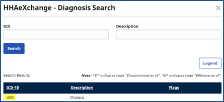 Diagnosis Search Window Diagnosis Search Window