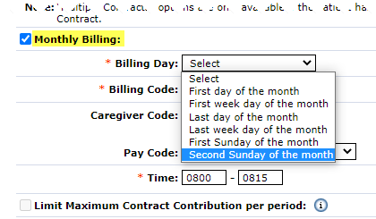 Additional Bill Info Window: Monthly Billing Additional Bill Info Window: Monthly Billing