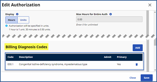 Patient Authorization Billing Diagnosis Codes Field Patient Authorization Billing Diagnosis Codes Field