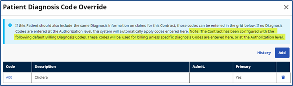 Patient Diagnosis Code Override Text Contract Level Code Entered Patient Diagnosis Code Override Text Contract Level Code Entered