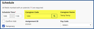 TEMP Caregiver Assigned TEMP Caregiver Assigned