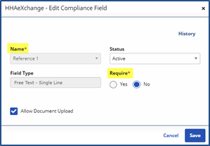 Adding a Compliance Field Adding a Compliance Field
