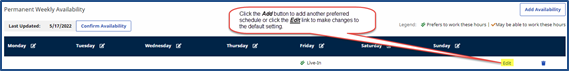 Adding Editing Permanent Weekly Availability Adding Editing Permanent Weekly Availability