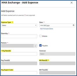 Add Expense Type Window Add Expense Type Window