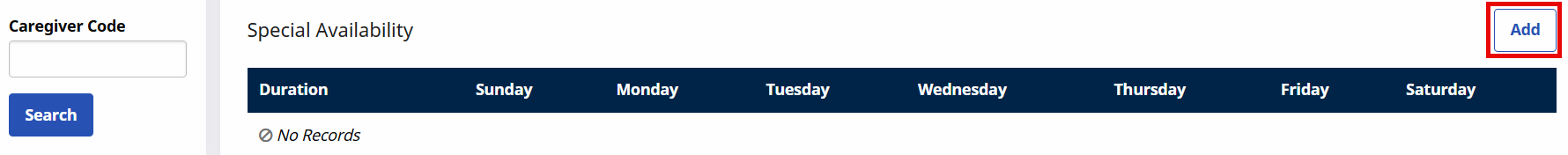 Adding Special Availability Adding Special Availability