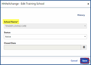 Adding a Training School Adding a Training School