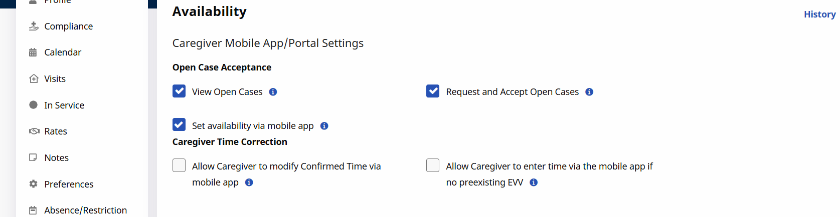 Caregiver Mobile App Portal Settings Caregiver Mobile App Portal Settings