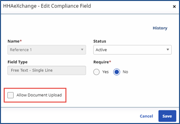 Compliance Field Allow Document Upload Options Compliance Field Allow Document Upload Options