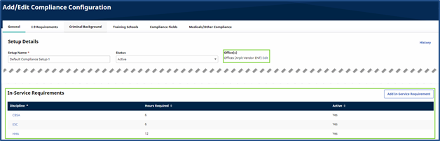 Compliance Setup In-Service Requirements Compliance Setup In-Service Requirements