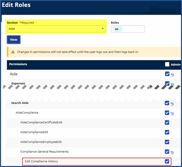 Edit Compliance History Permission Edit Compliance History Permission