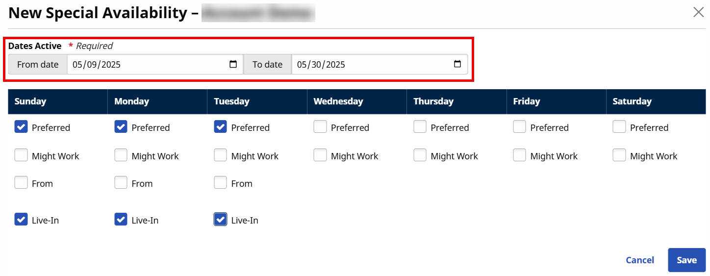 New Special Availability New Special Availability