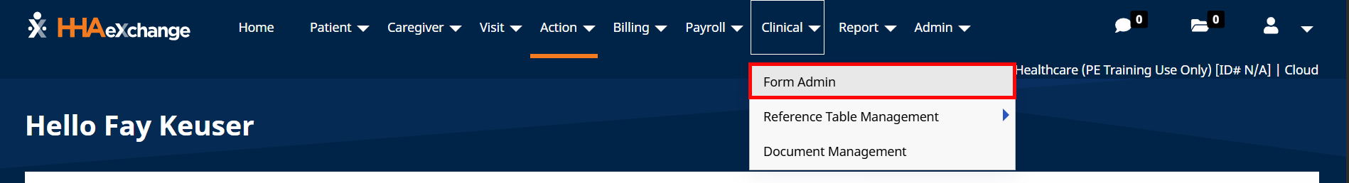 Go to Clinical > Form Admin. Go to Clinical > Form Admin.