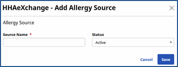 Add Allergy Source Add Allergy Source